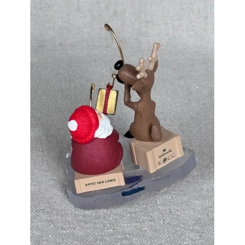 Hallmark Keepsake Ornament Santa Fishing with Reindeer‎ Christmas Tree Clip